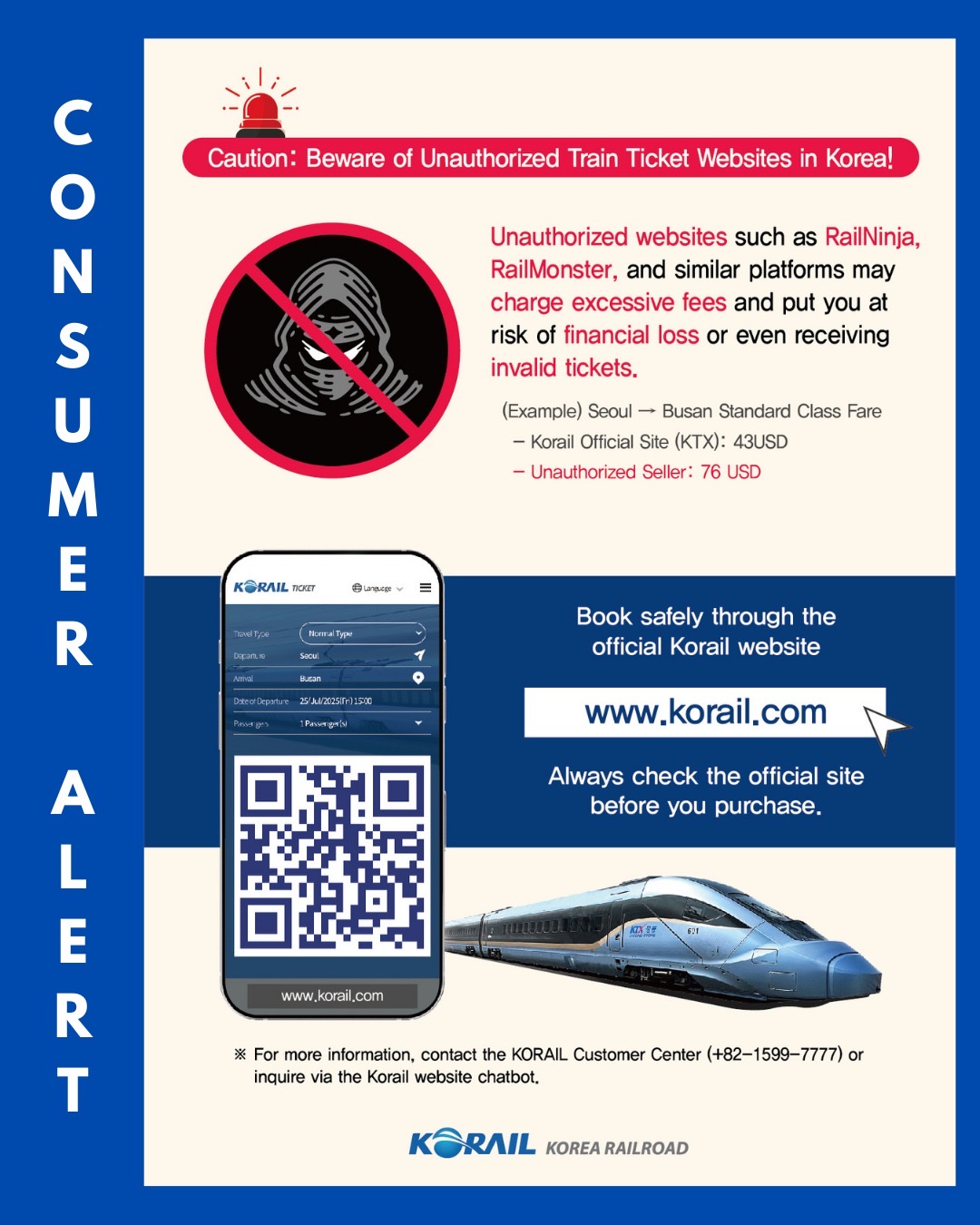 Alert on Unauthorised Train Ticket Websites in Korea